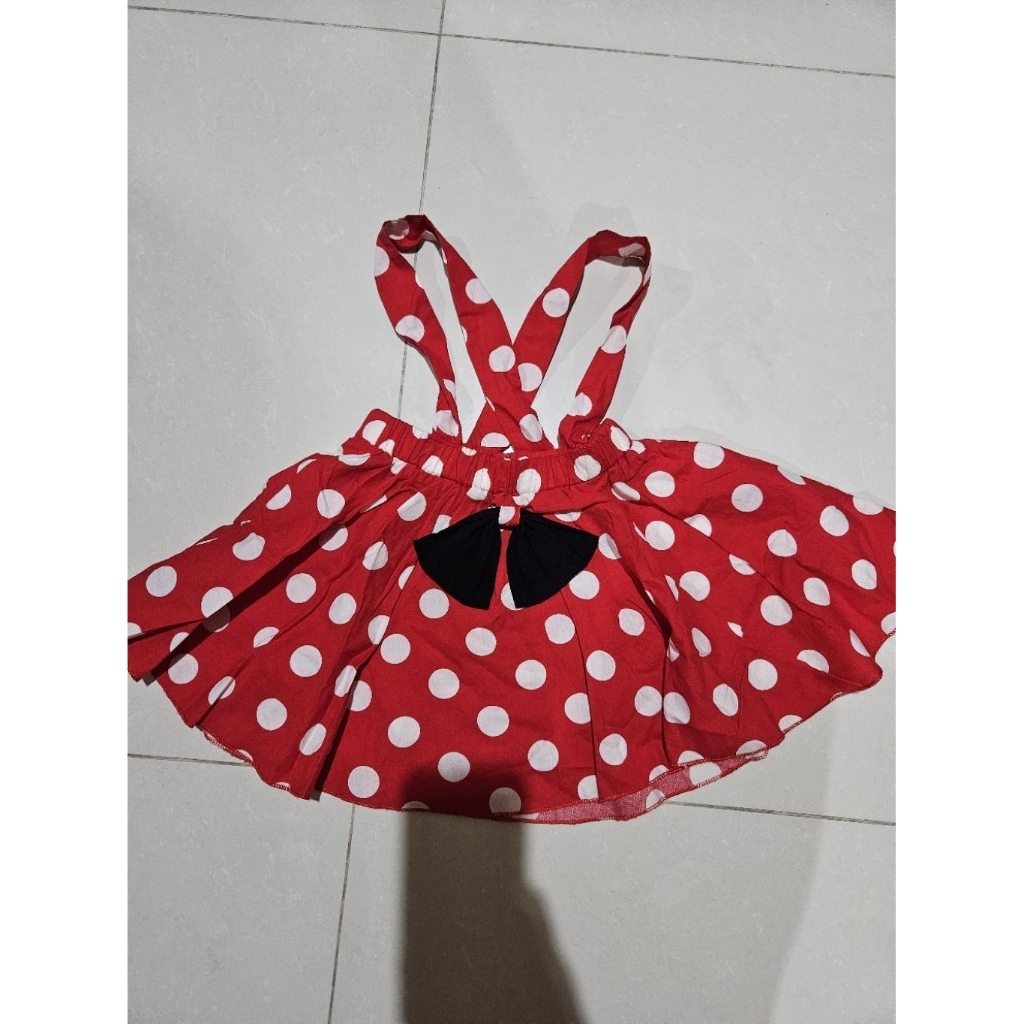 PRELOVED SECOND ROK KATUN ANAK BAYI MINNIE TERUSAN OVERALL BAJU MONYET BABY KIDS SKIRT JUMPSUIT 18 B