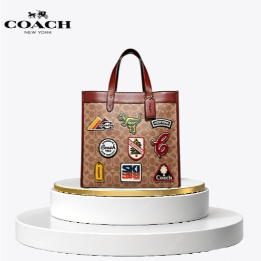 Coc Field Tote bag in Signature with Patches tas pria wanita c6846 gd