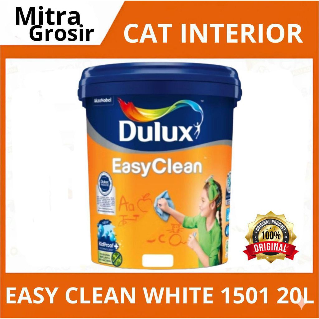DULUX EASY CLEAN 20 LITER WHITE 1501 | CAT TEMBOK DULUX INTERIOR | CAT TEMBOK DULUX INTERIOR