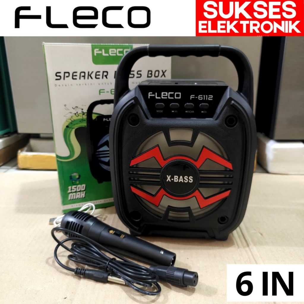 SPEAKER FLECO 6 INCH F-6112 DUO BLUETOOTH KAROKE MIC SALON BOX 6 IN INC