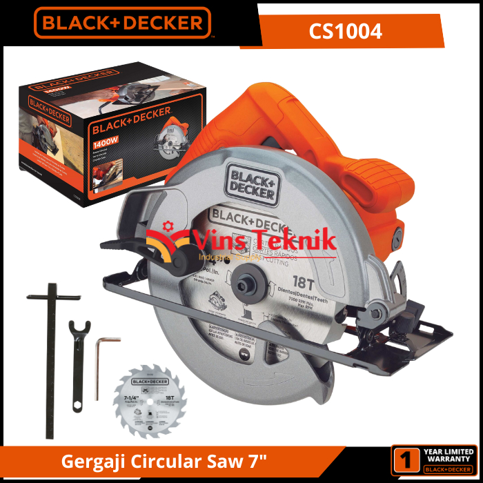 BLACK DECKER CS1004 CIRCULAR SAW WITH 36T BLADE MESIN GERGAJI CS 1004
