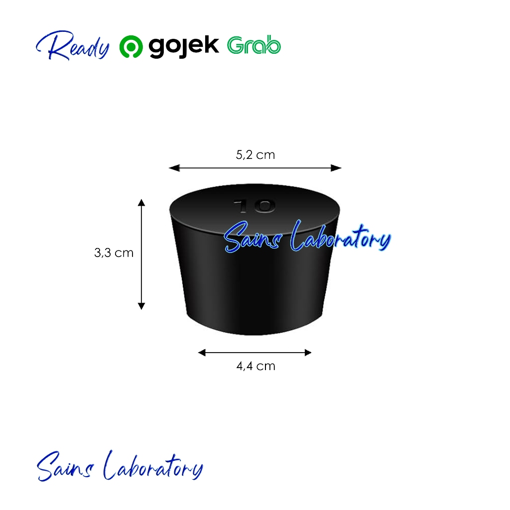 Sumbat Karet Hitam No 10 Erlenmeyer 1000 ml Tutup Karet Tanpa Lubang Sumbat Gabus Solid Rubber Stopp