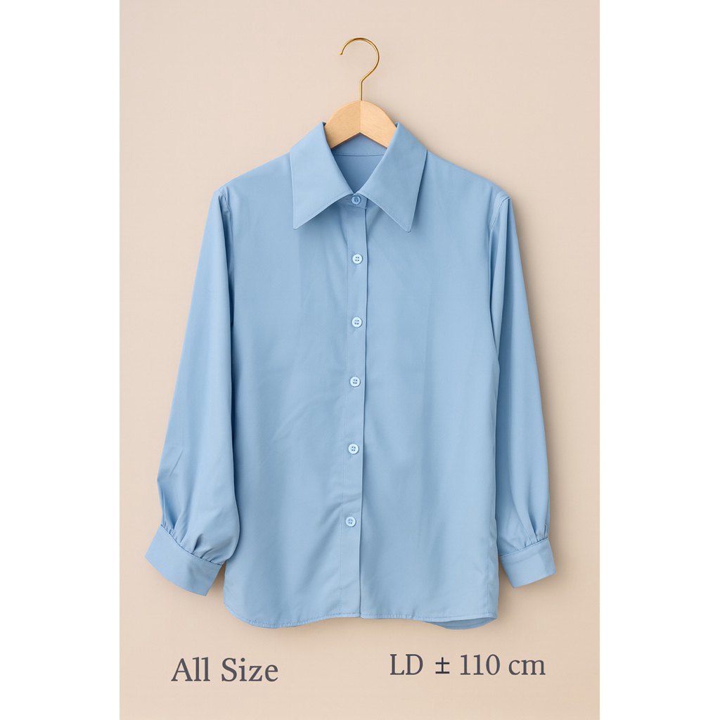 Kemeja Biru Wanita | Blouse Biru Pastel Wanita