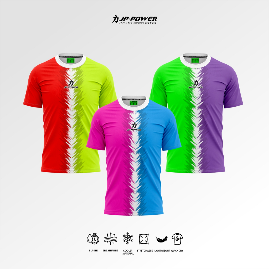 JP POWER Baju Badminton Hybrid Jersey Bulu Tangkis Dryfit Printing Kaos Atasan Olahraga