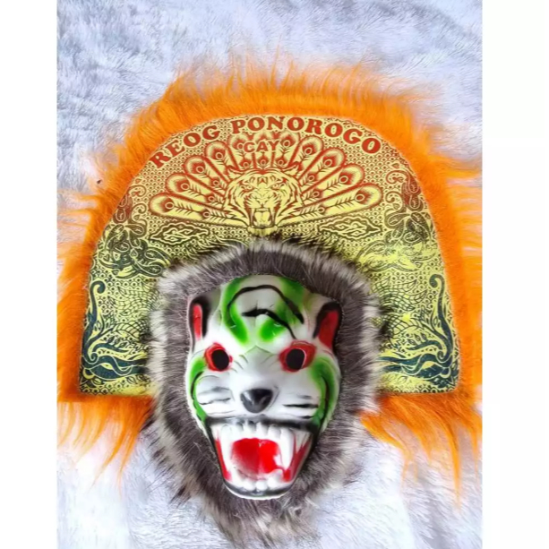 Topeng Spon Harimau Reog Mini Mainan Anak Topeng Reog Bulu Kecil Topeng Tradisional Jaranan Barongan