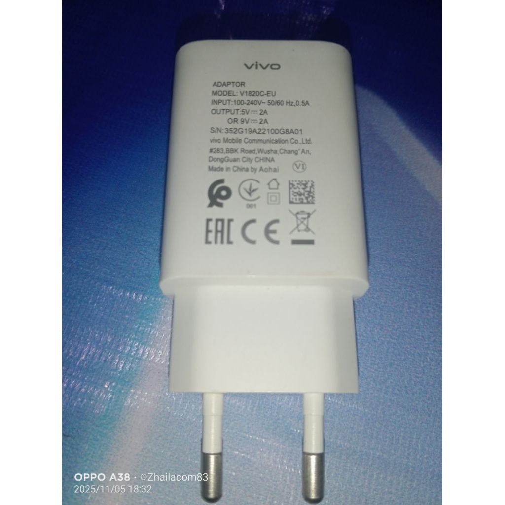 kepala charger Vivo 18 watt fast charging original