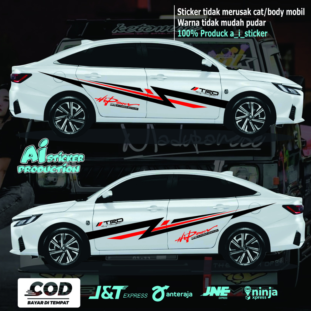 Stiker Cuting Trd Racing Stiker Mobil Sedan Vios Stiker List Body Mobil Keren Hks /  Mobil Vios