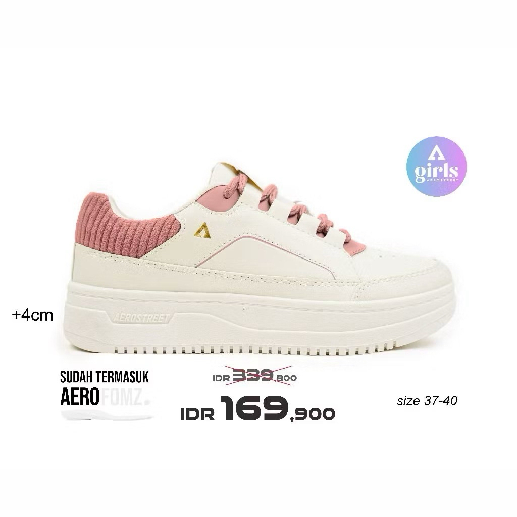 Aerostreet 37-40 Olivia Natural Natural Merah Muda - Sepatu Sneakers Wanita