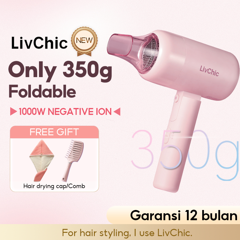LivChic Official LD104 MINI FOLDING Travel Hair dryer pengering rambut lipat 2000 W Simply Foldable