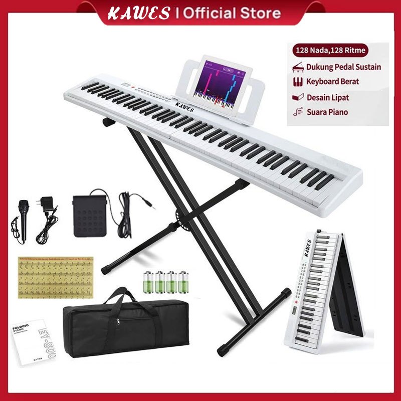 KAWES 61-tuts piano lipat piano elektrik pintar 61-tuts keyboard portabel keyboard piano dapat dilip