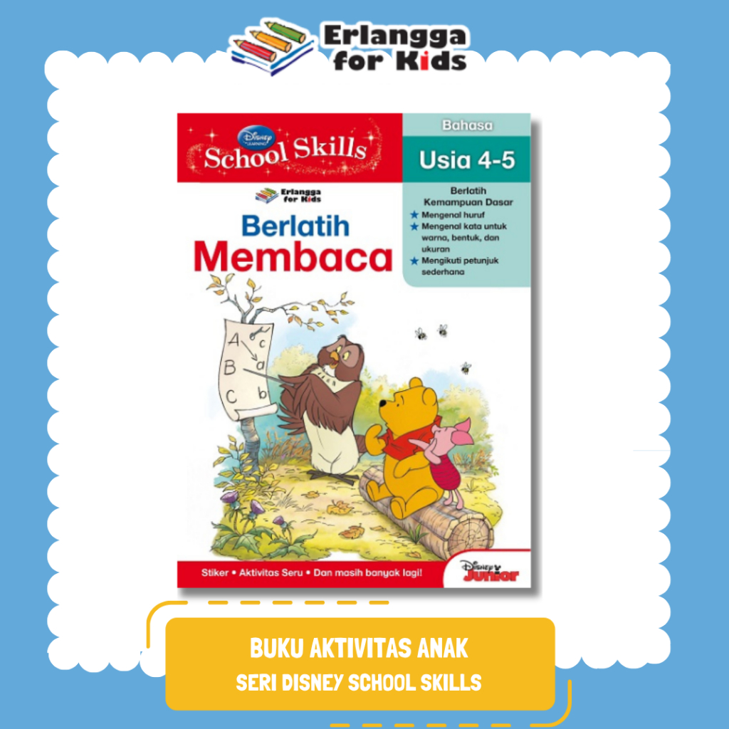 [Erlangga] Buku Aktivitas Anak Bergambar Seri Disney School Skills: Berlatih Membaca
