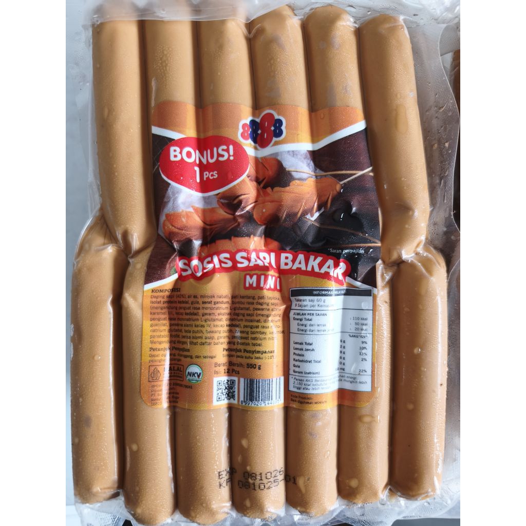 Sosis 8888 Bakar Sapi Mini 13 pcs 550 gr