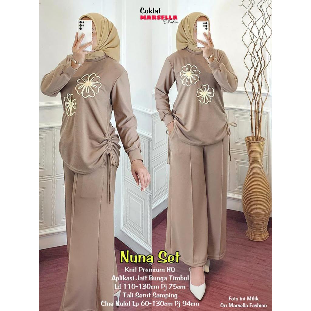 NUNA SET BY MARSELLA / SETELAN WANITA ATASAN MIX CELANA BAHAN KNIT BEST SELLER