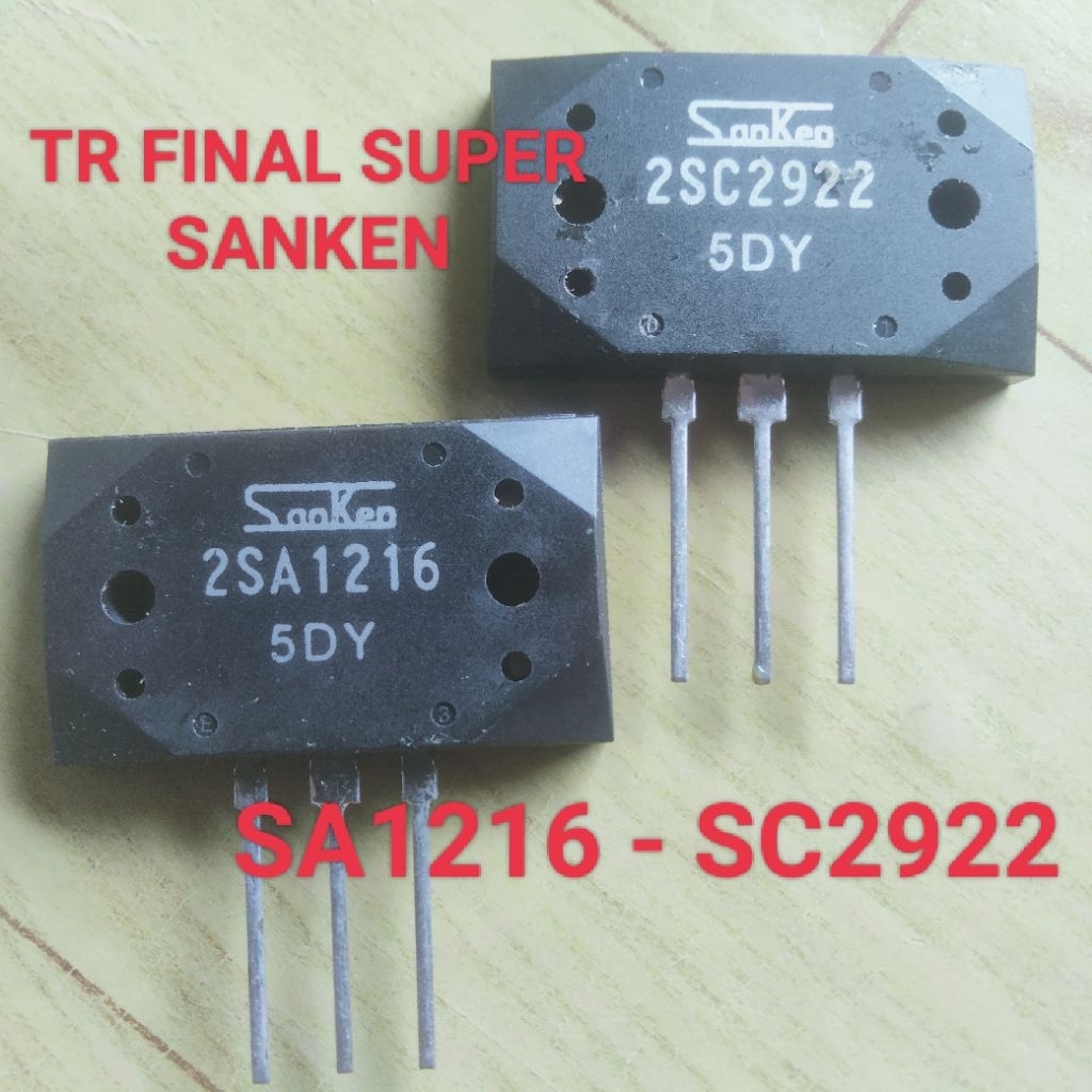 TR FINAL SUPER SANKEN 5DY SA1216 SC 2922 TRANSISTOR 2SA1216 2SC2922 PLUS MIKA ISOLATOR SET