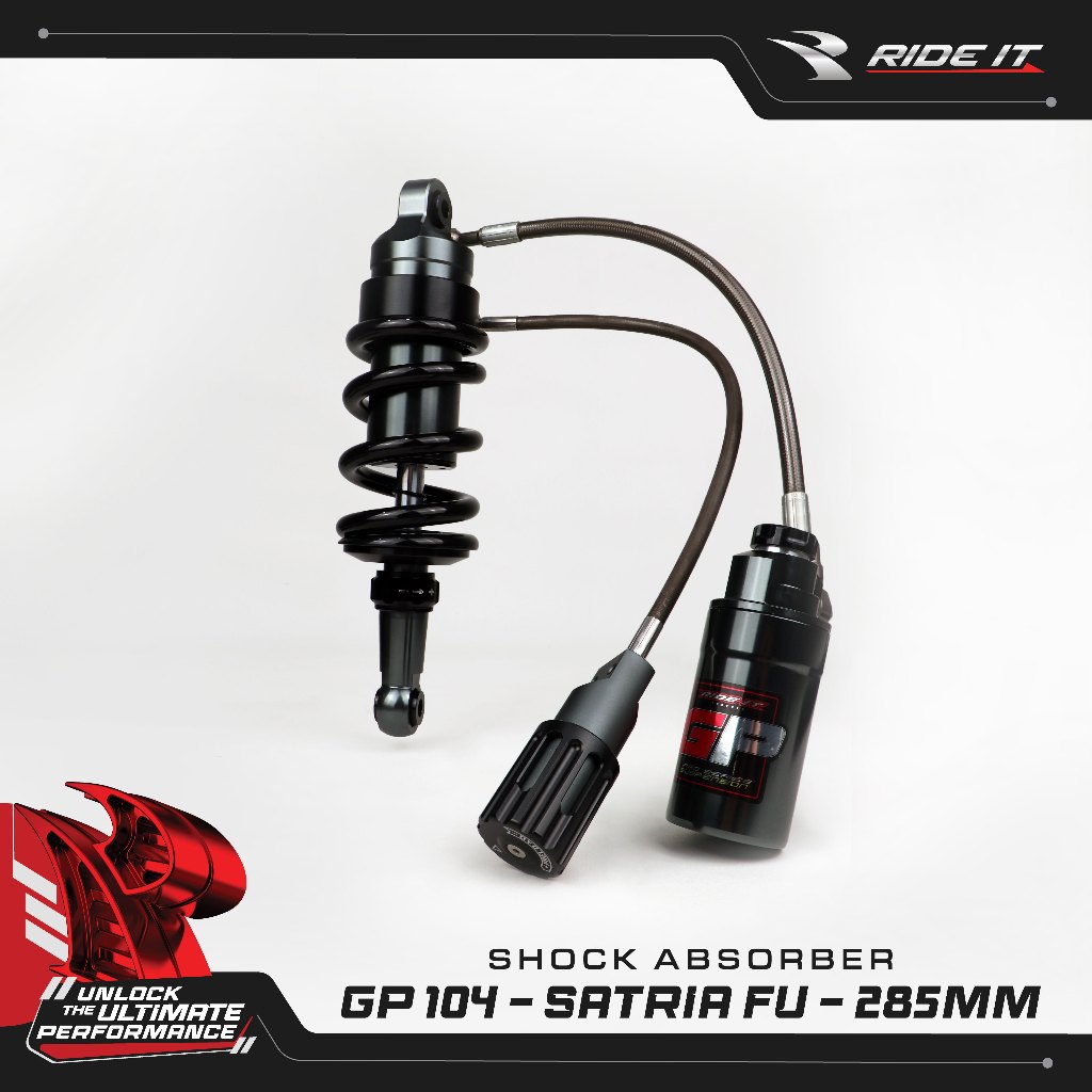 [RIDE IT] SHOCK ABSORBER GP 104 SATRIA FU (285mm) WITH FLEXIBLE HOSE + BRACKET PNP