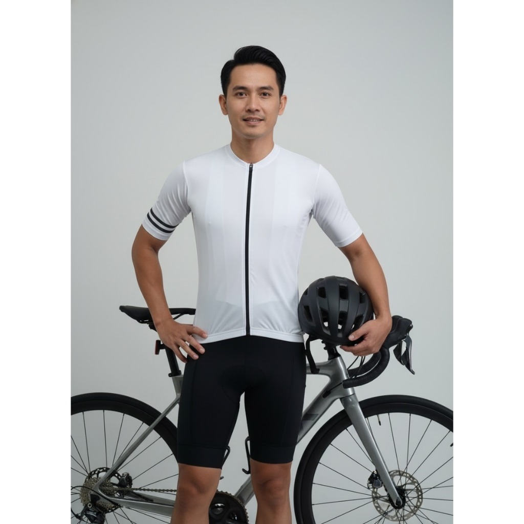 BAJU JERSEY SEPEDA AERO ROADBIKE POLOS - Putih