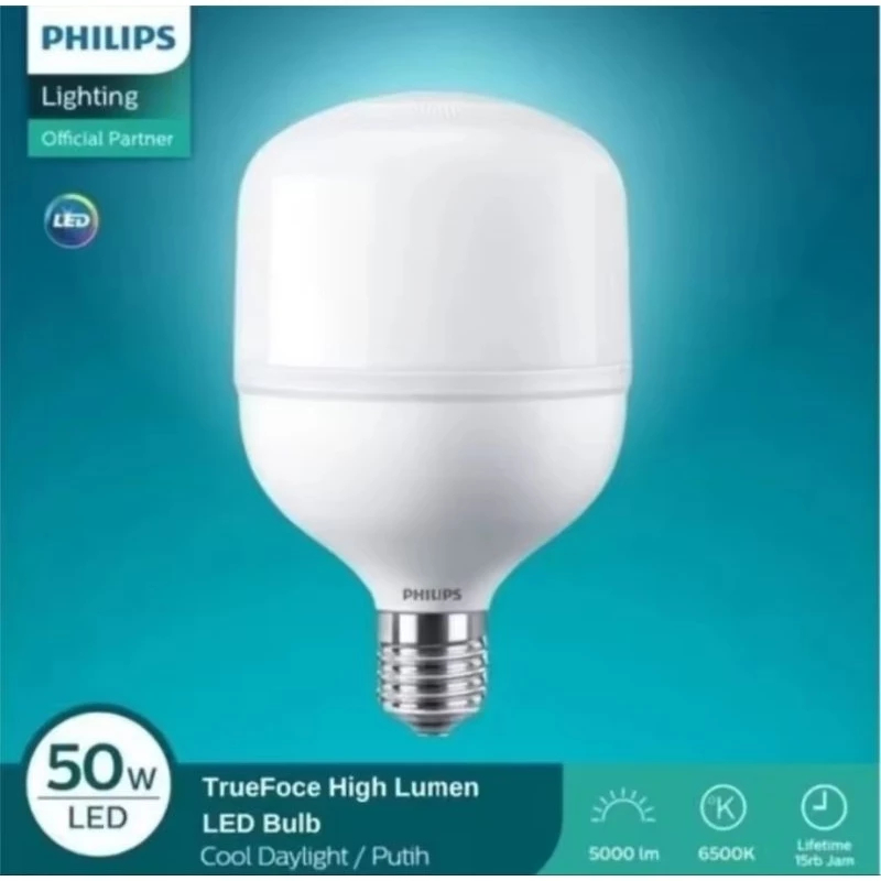 Lampu Philips Lampu 50 Watt E27 TrueForce Hemat Energi Jumbo Terang Menderang Pencahayaan Putih