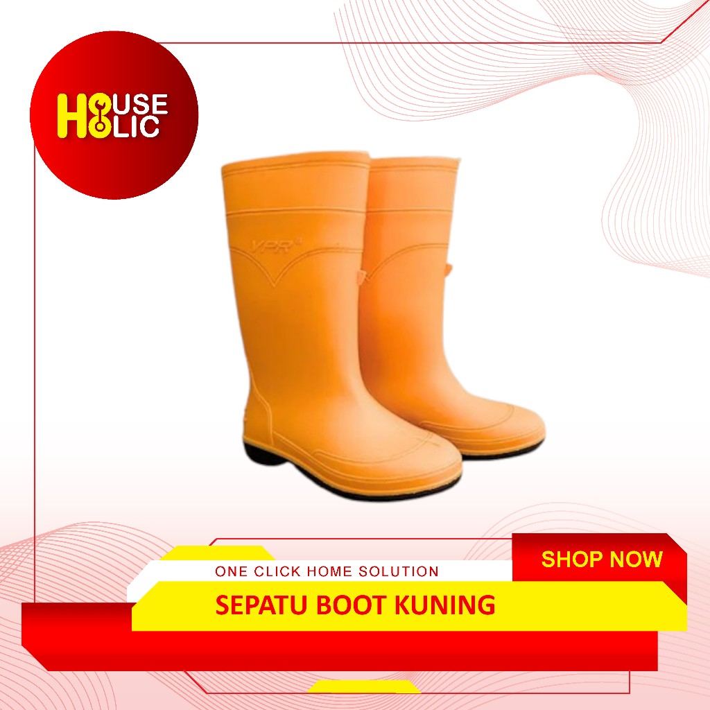 Sepatu Boot Kuning / Safety Boot Karet Tahan Air & Anti Licin