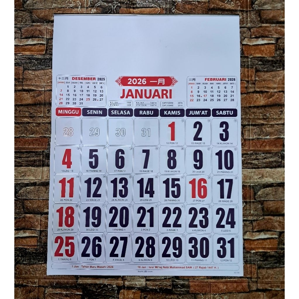 KALENDER KERJA JUMBO AO 12 LEMBAR 2026