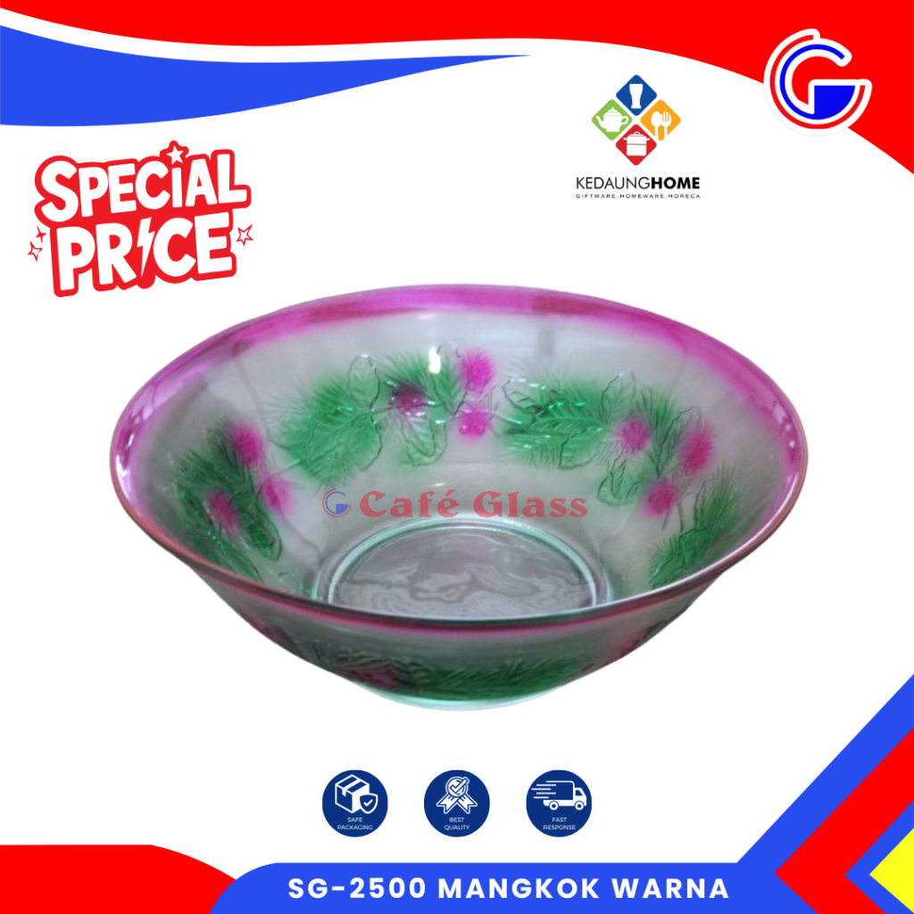 SG-2500 MANGKOK KACA WARNA KEDAUNG | MANGKOK MAKAN BESAR | MANGKOK ES BUAH BESAR