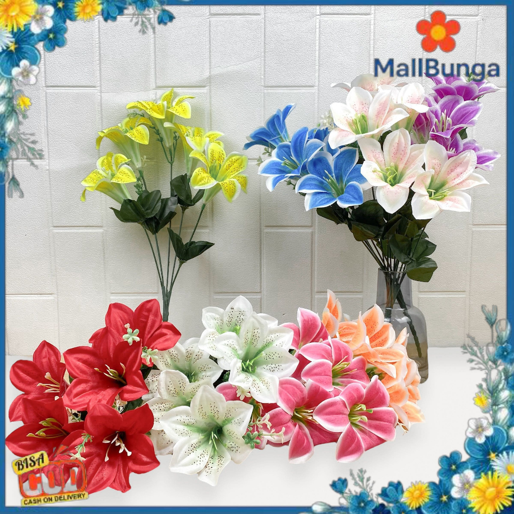 Bunga Lily CasaBlanca X5 Artificial / Bunga Hias