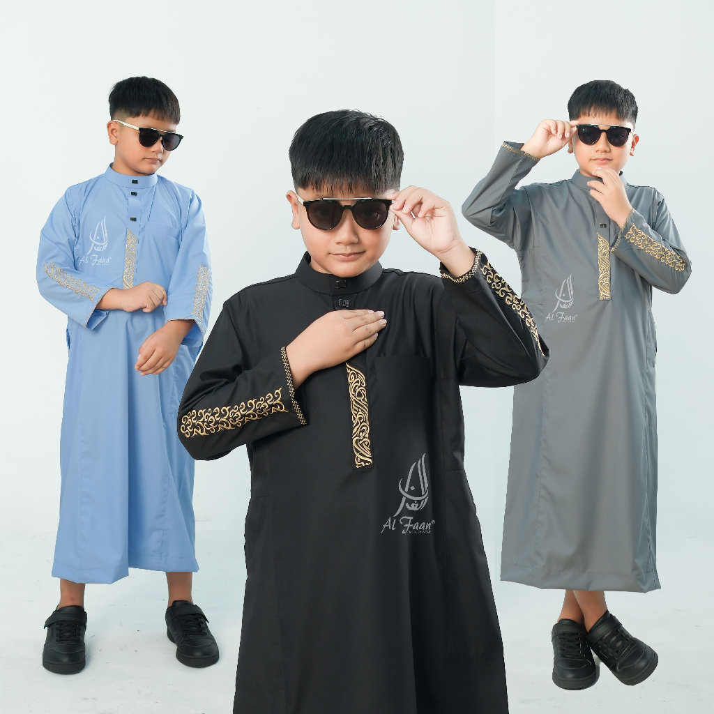 Jubah bordir anak lengan oblong jubah bordir laki laki jubah anak remaja busana muslim anak