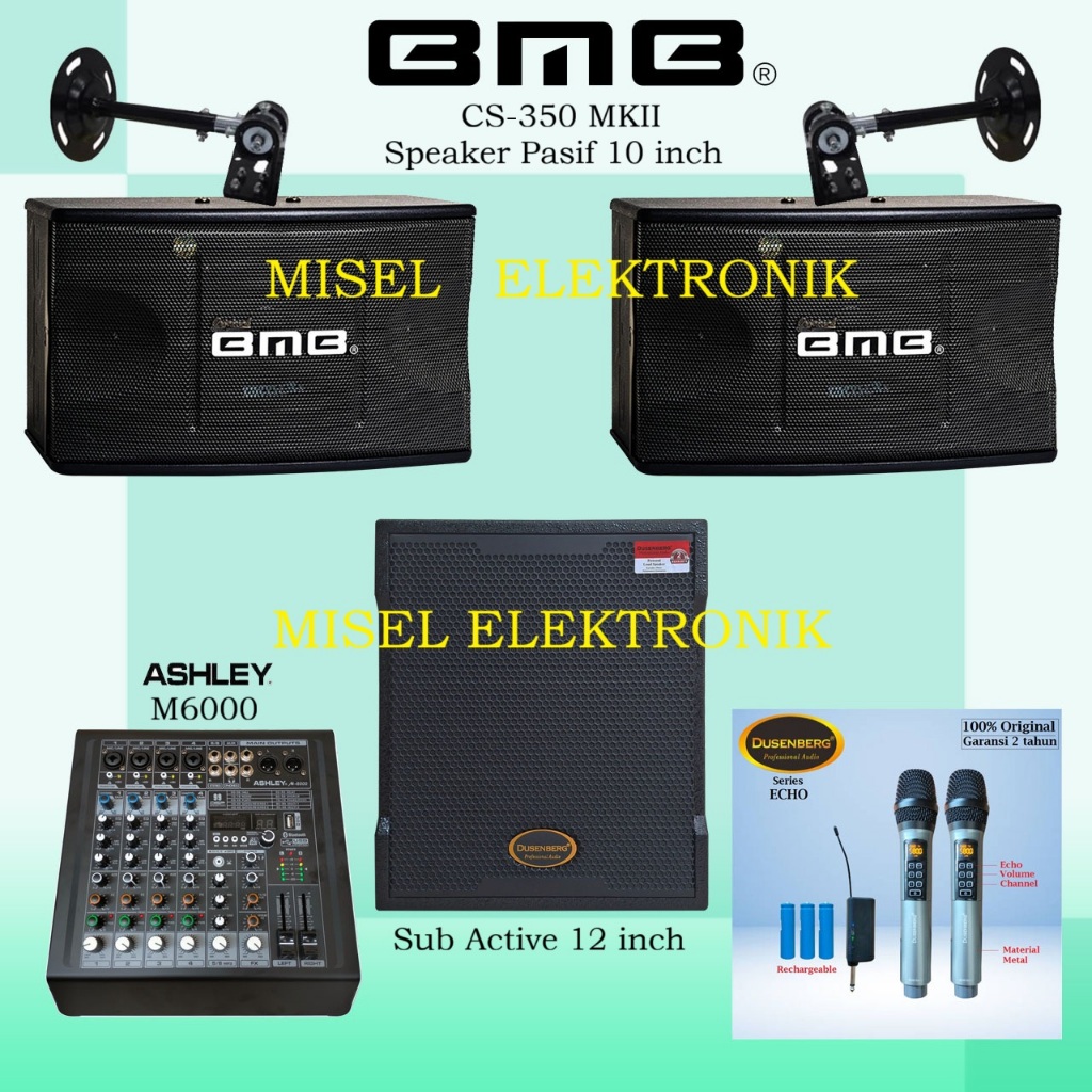 Paket Karaoke Rumahan Speaker Pasif 8 Inch BMB CS 350v MKII With Subwoofer 12 Inch