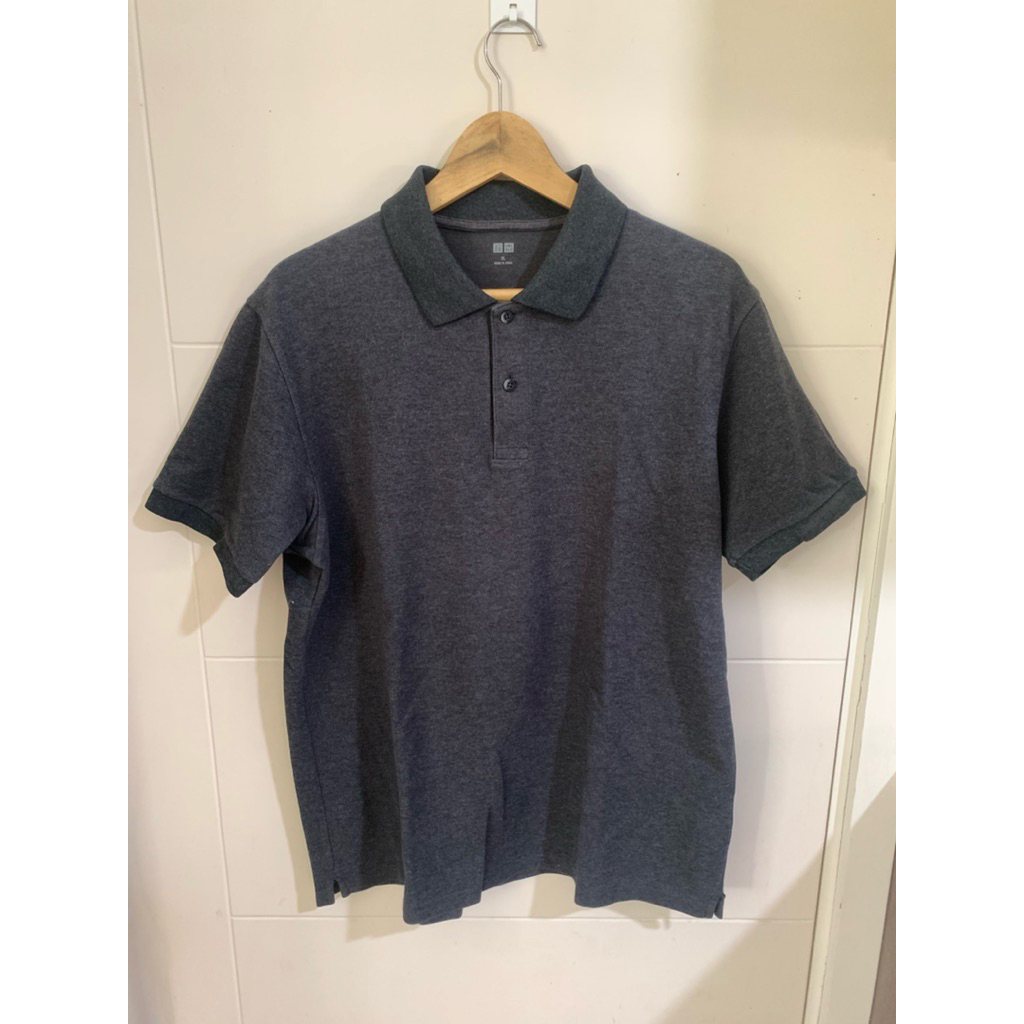 Preloved Uniqlo Men Polo Shirt-Grey-XL