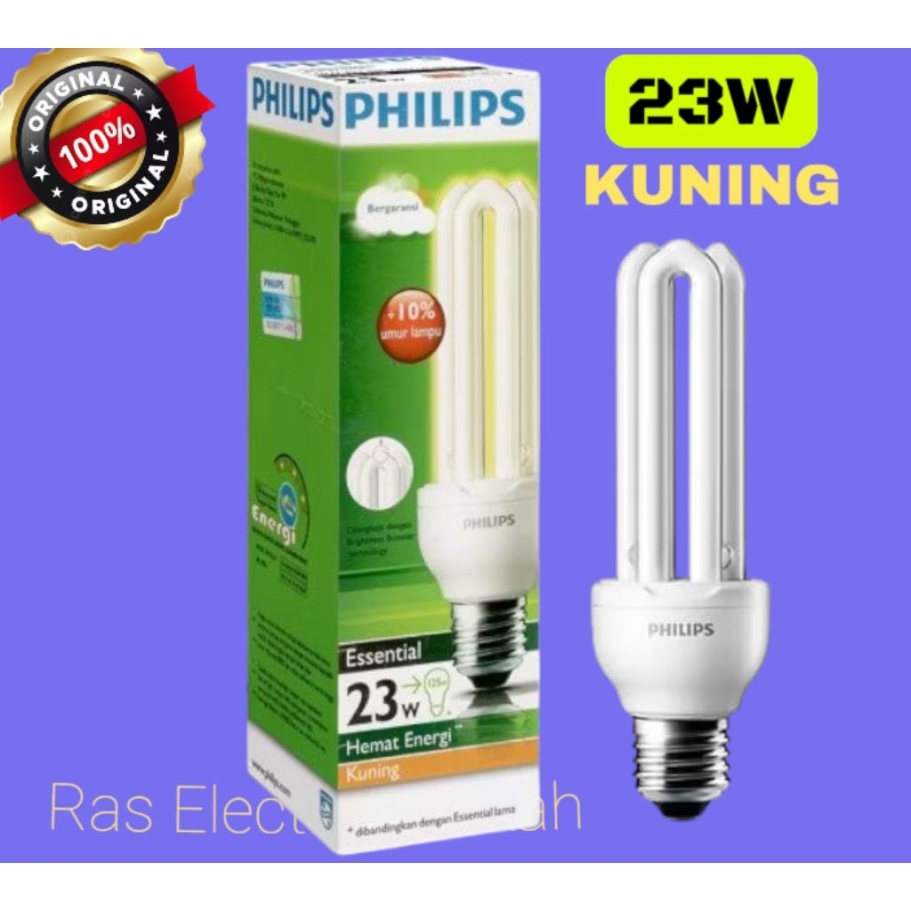 Lampu Philips Essential 14 Watt 23 Watt warna kuning E27 lampuphilipsessential lampuphilips tornado 