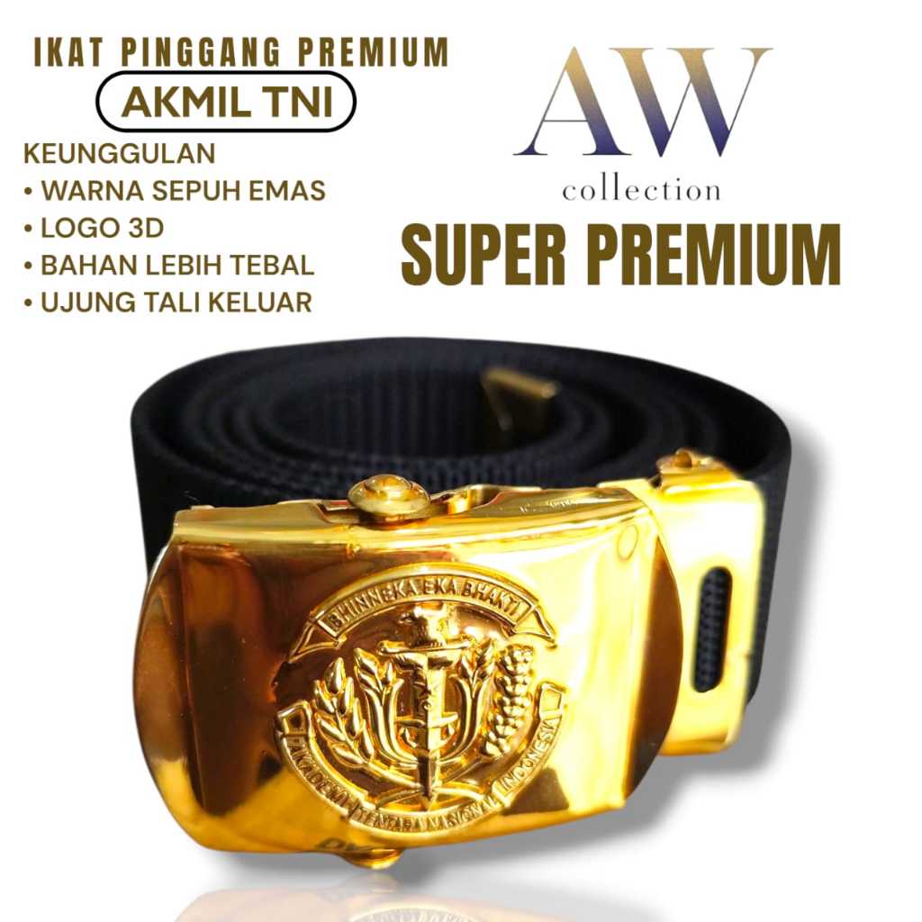 (PREMIUM) Ikat pinggang AKMIL TNI PREMIUM / Sabuk AKMIL TNI/ kopel gesper kuningan