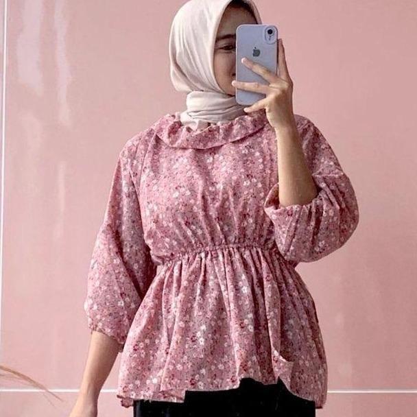 OLLA BLOUSE FOLWER KOREAN STYLE  BLOUSE MOTIF BUNGA / OLLA BLOUSE WANITA MOTIF KOREAN STYLE