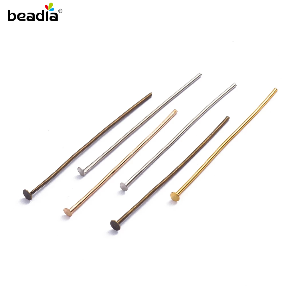 Beadia [200 pcs] Headpins / Pin Head 3 Warna (Gold, Rodium, Tembaga) 16-50mm - Bahan Stok Lengkap DI