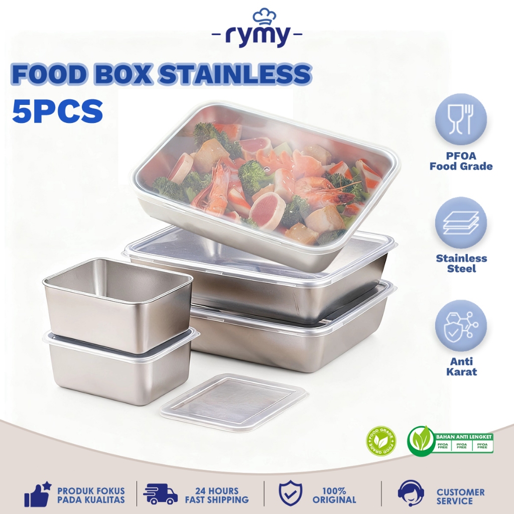 FOOD BOX STAINLESS 304 Tempat Wadah Makanan Kontainer Makanan Sayuran tempat sayur stainless Kotak S