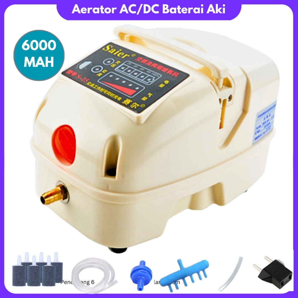 Pompa Aerator Kolam 6000MAh Pompa Kolam Ikan Akuarium Mesin Blower Udara