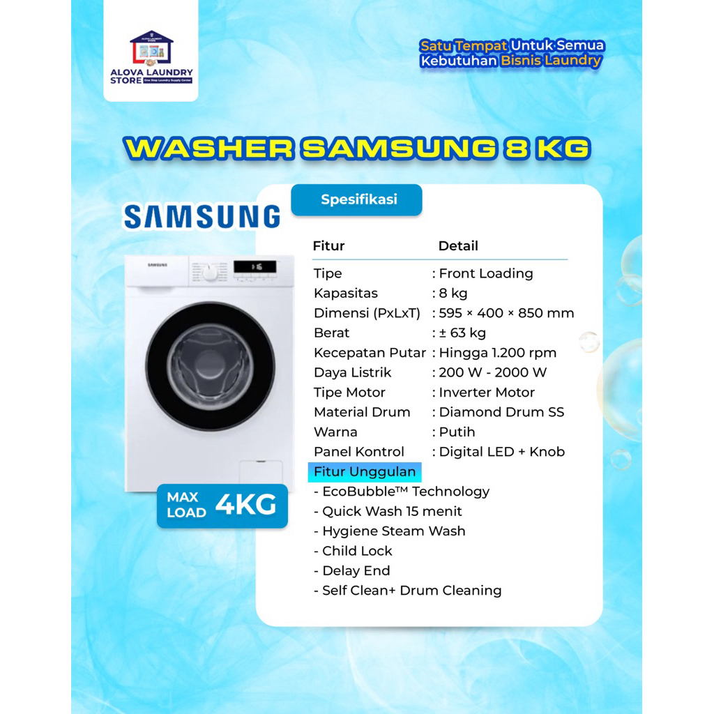 Mesin Cuci Samsung 8 Kg ( Front Loading )