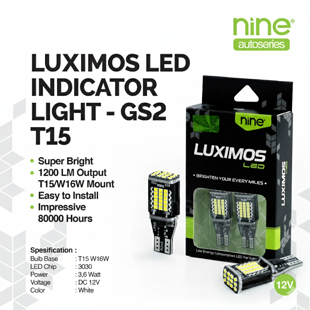 LUXIMOS Lampu Sein Senja Dajjal 3.6W DC T15 Super Terang 48 Mata Motor Mobil GS2 - NINE AUTOSERIES