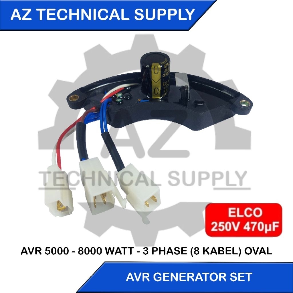 AVR Generator / AVR Genset Kapasitas 5000 Watt - 8000 Watt 3 Phase Model 8 Kabel Bentuk Oval / Sabit