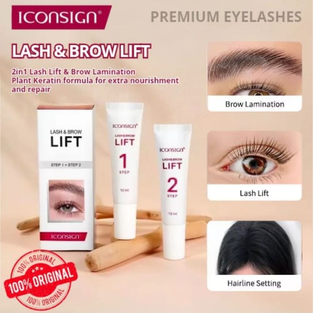 ICONSIGN Lash & Brow Lift 2 Step – Serum Keratin untuk Laminasi Alis & Angkat Bulu Mata Tahan Lama