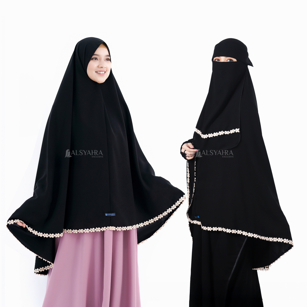 Alsyahra Exclusive Set Khimar Nailah Niqab Poni Jetblack XL