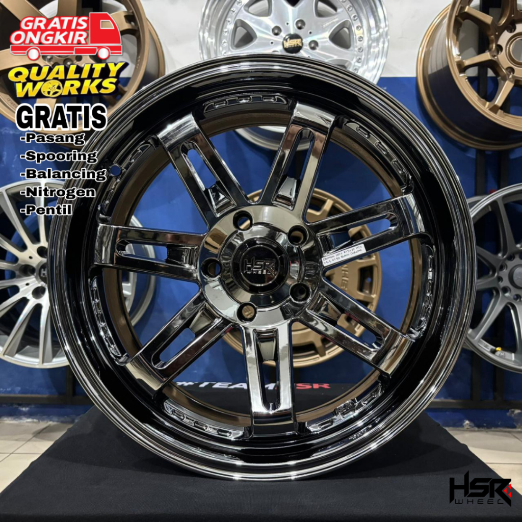 HSR Wheel Daimon Black Chrome Ring 17 Velg Racing Mobil Almaz Cortez Ertiga Innova