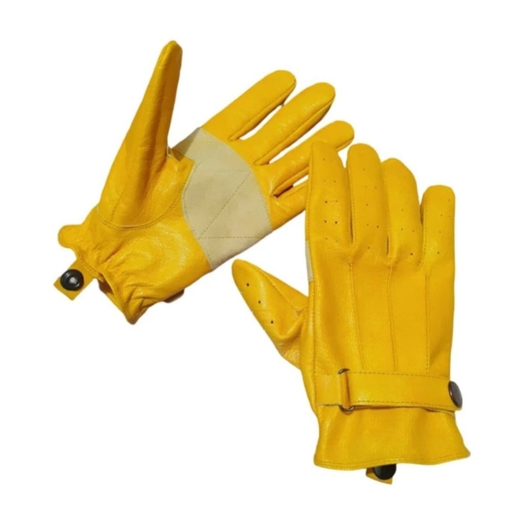 Sarung tangan motor kulit kuning RajaGloves91 || Sarung tangan motor kulit kuning model casual