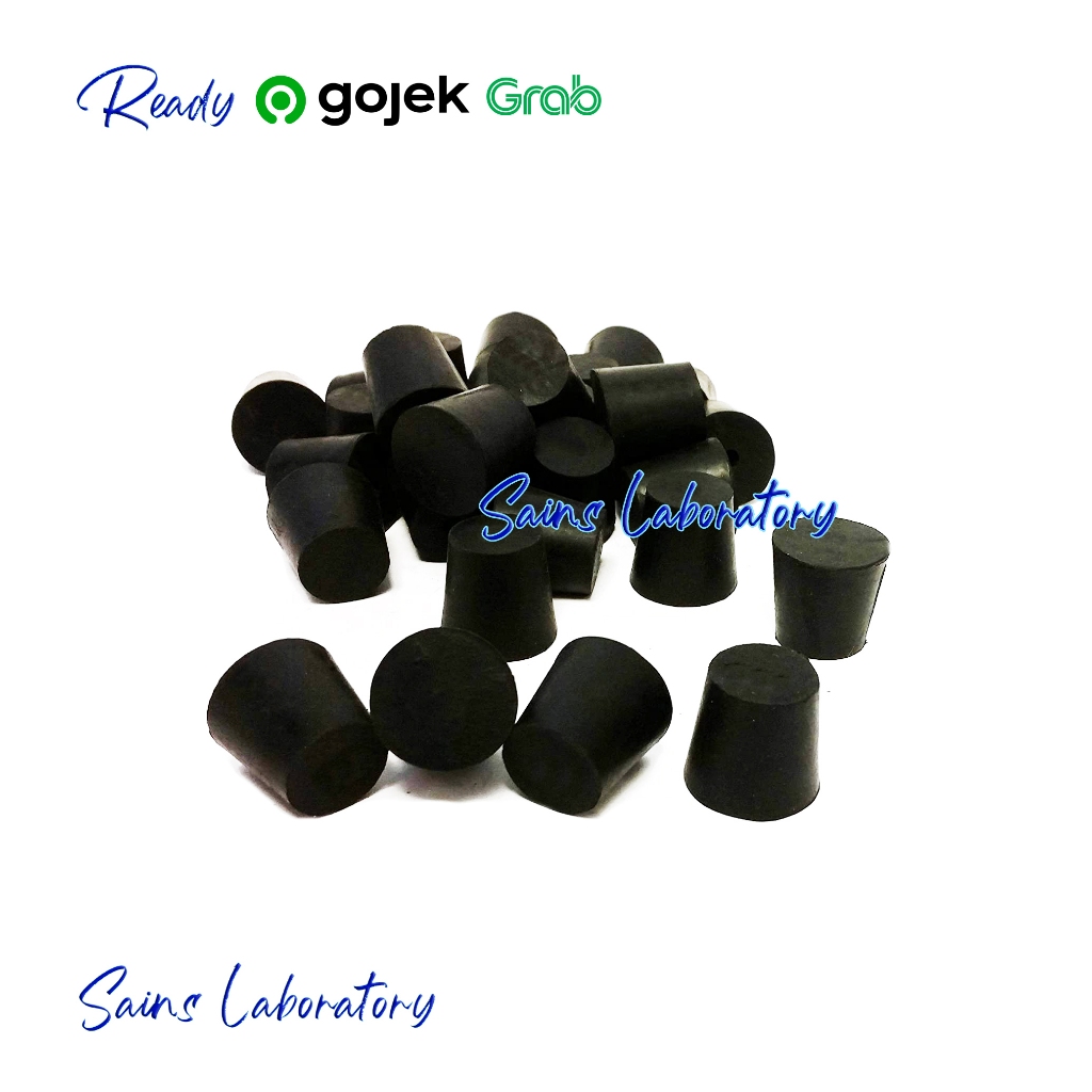 Sumbat Karet Hitam No 6 Erlenmeyer 250 ml Tutup Karet Tanpa Lubang Sumbat Gabus Solid Rubber Stopper