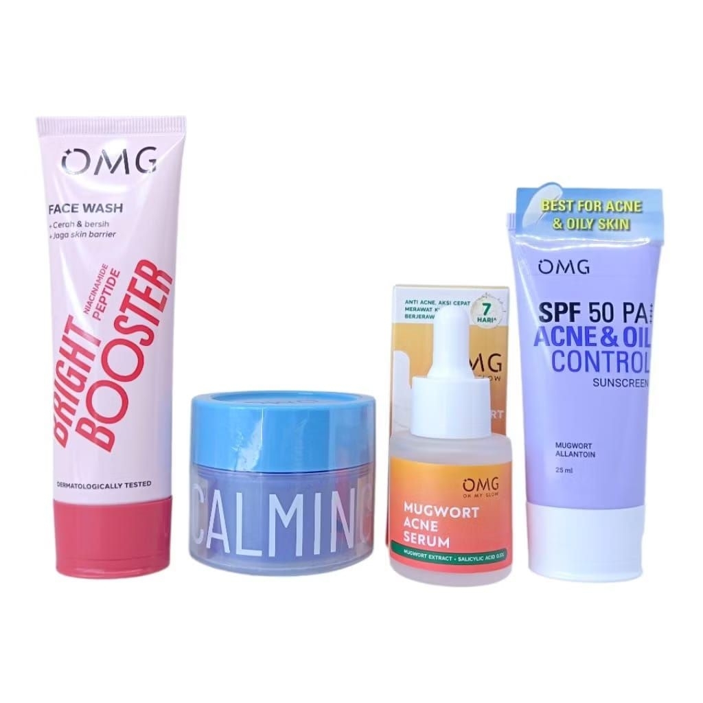 PAKET SKINCARE OMG/PAKET OMG ACNE-BERJERAWAT/PAKET SKINCARE OMG MENCERAHKAN TERBARU
