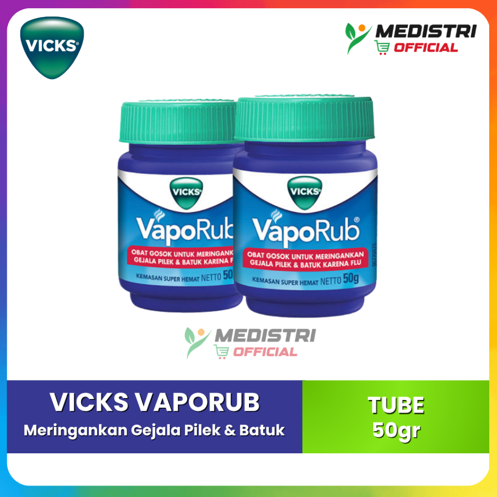 Vicks Vaporub 50gr - Balsem Meringankan Flu Batuk Pilek Hidung Tersumbat Bayi Kids
