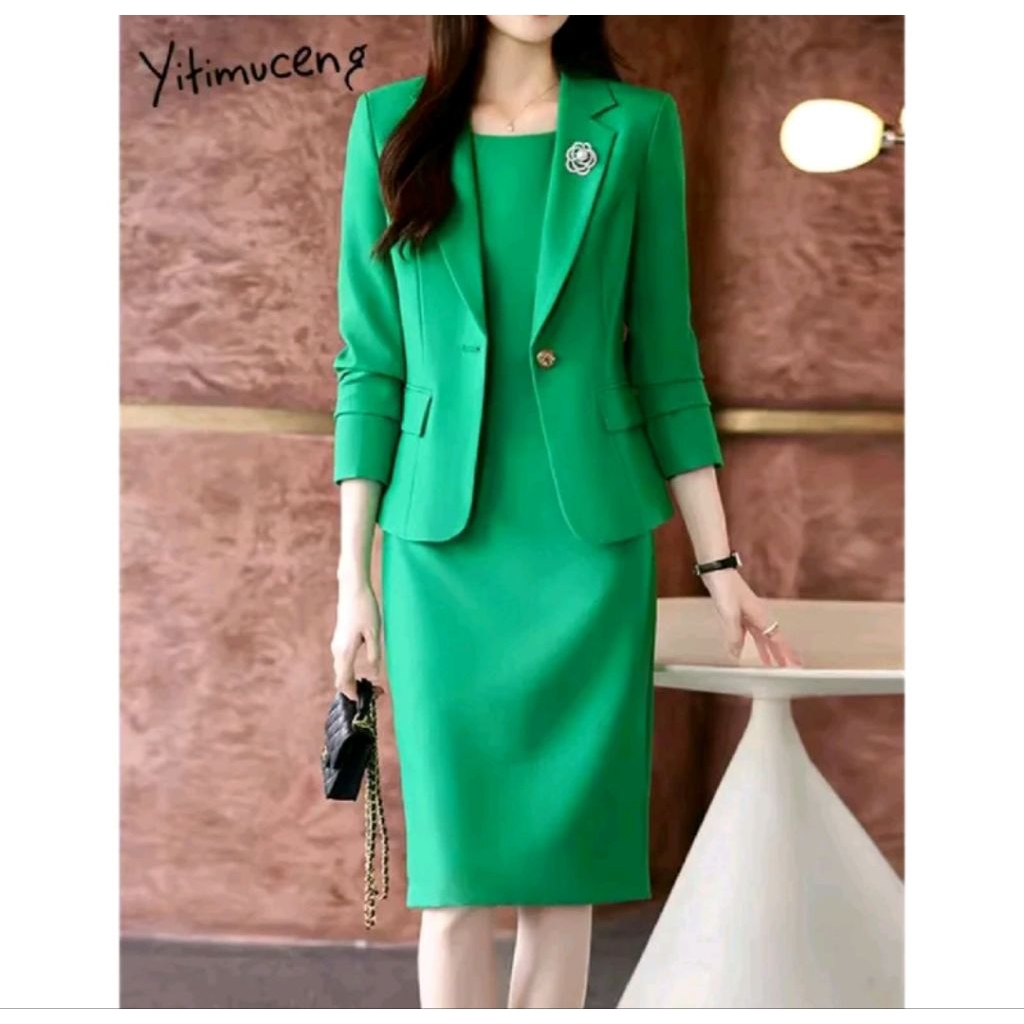 Livina Fashion Shop-Setelan Blazer Wanita & Dress Premium/One Set Blazer Dress Wanita Elegant