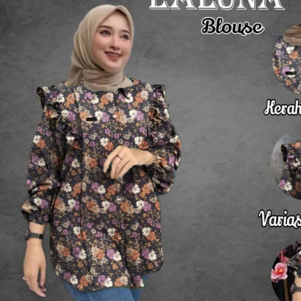 Kemeja Wanita Motif Bunga Bahan Katun