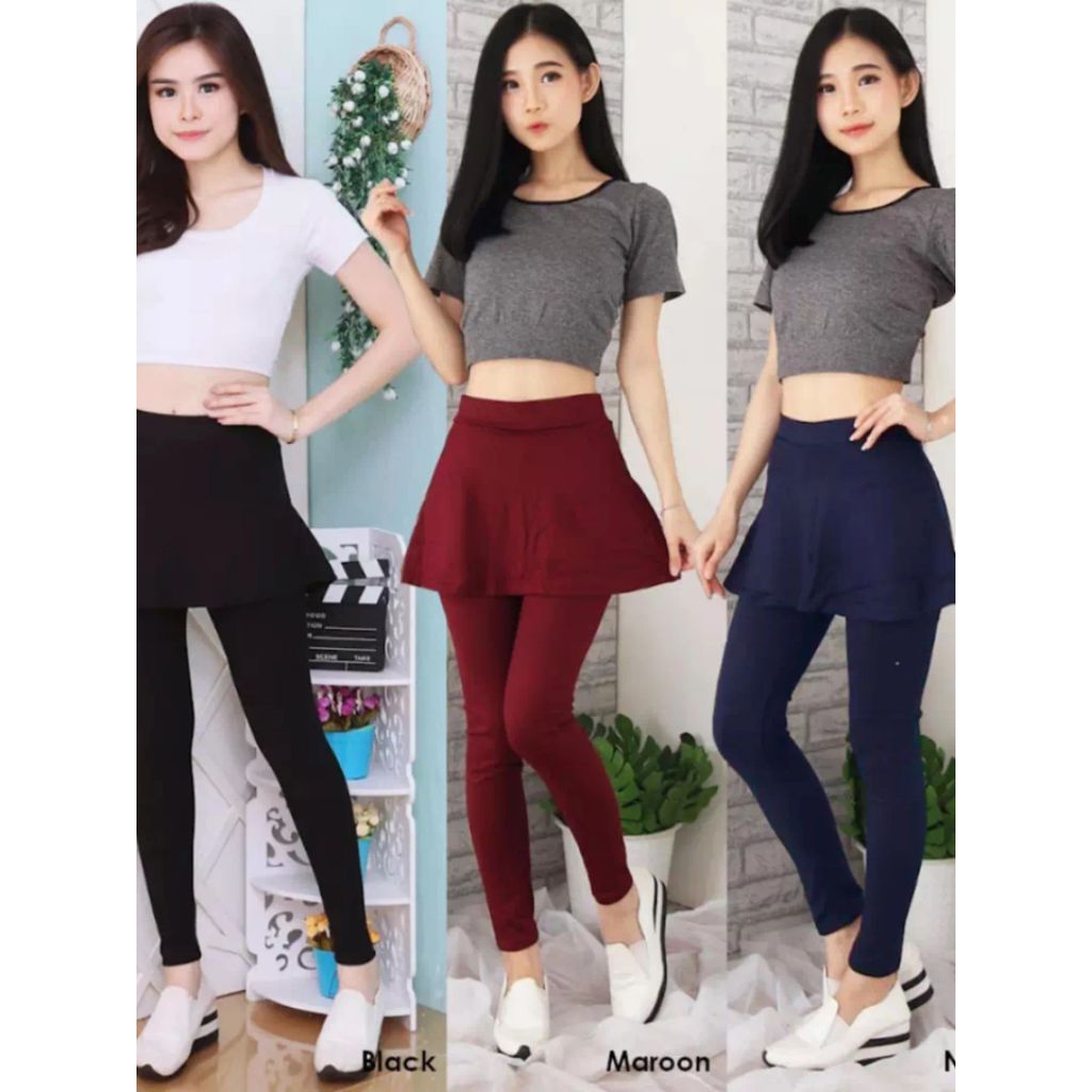 ROK LEGGING CELANA PANJANG TEBAL STRETCH/LEGGING ROK CELANA SENAM YOGA PILATES GYM PADEL TENIS/ROK L