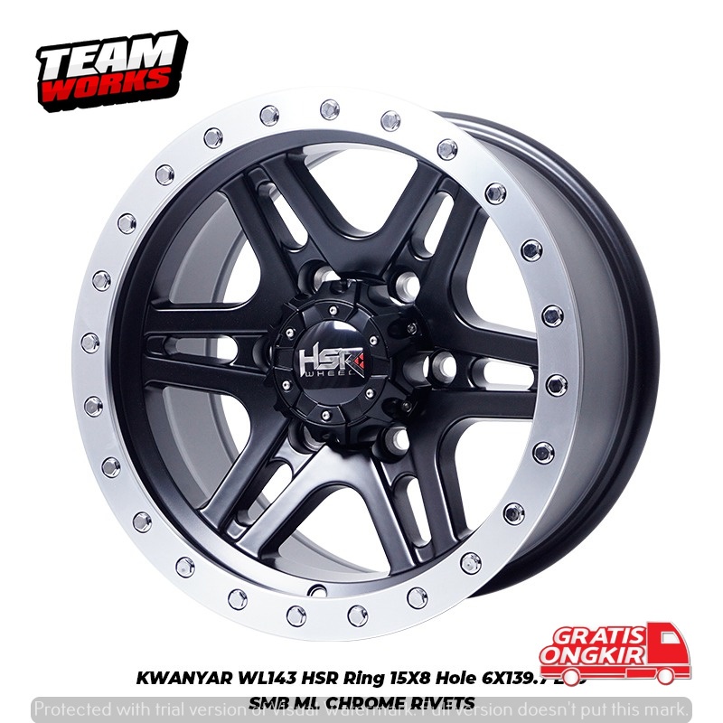 VELG MOBIL RACING HSR KWANYAR RING 15 LEBAR 8 BUAT MOBIL HILUX SHOGUN MUX PELEK RING 15 BLACK