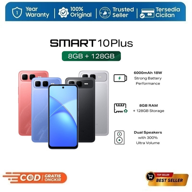 Infinix Smart 10 Plus 8/128GB - Up to 16GB Extended RAM - 6.67 inch 120Hz HD+ - T7250 - 6000 mAh