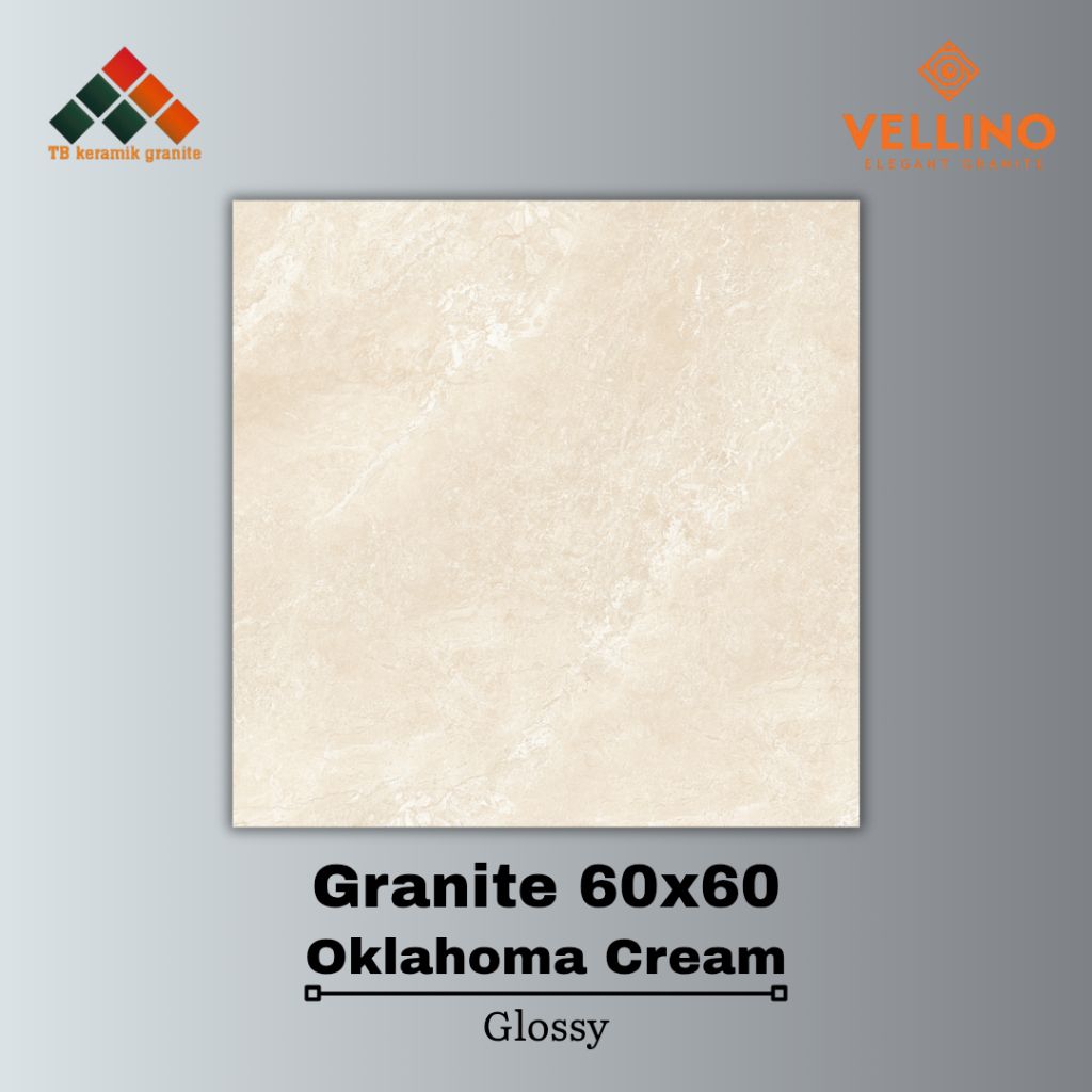 Granit Lantai 60x60 Oklahome Cream | Vellino | Glossy